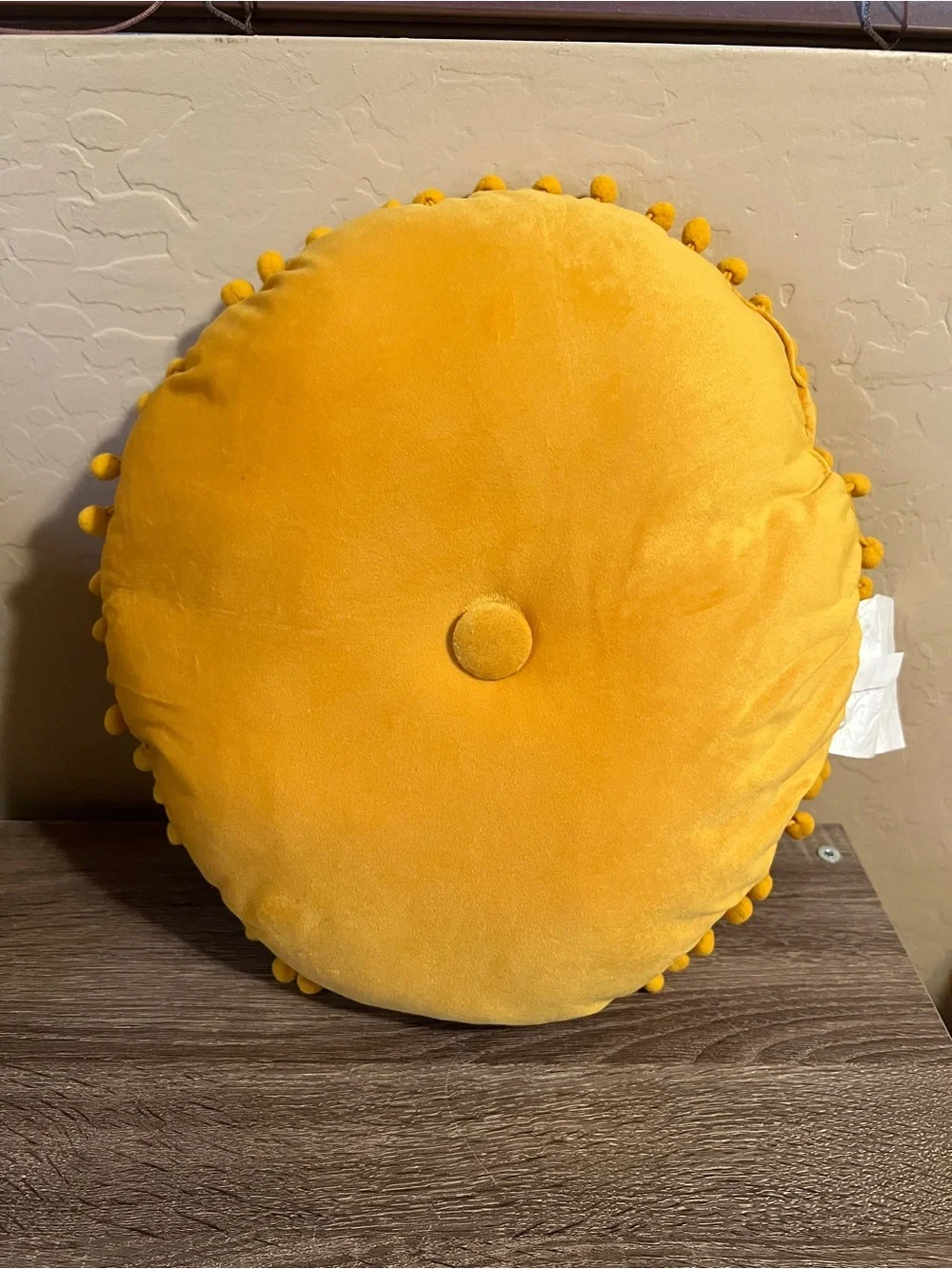Target Bullseye Fall Throw Pillow Gold Pom Poms Round Buttons Thanksgiving NWT